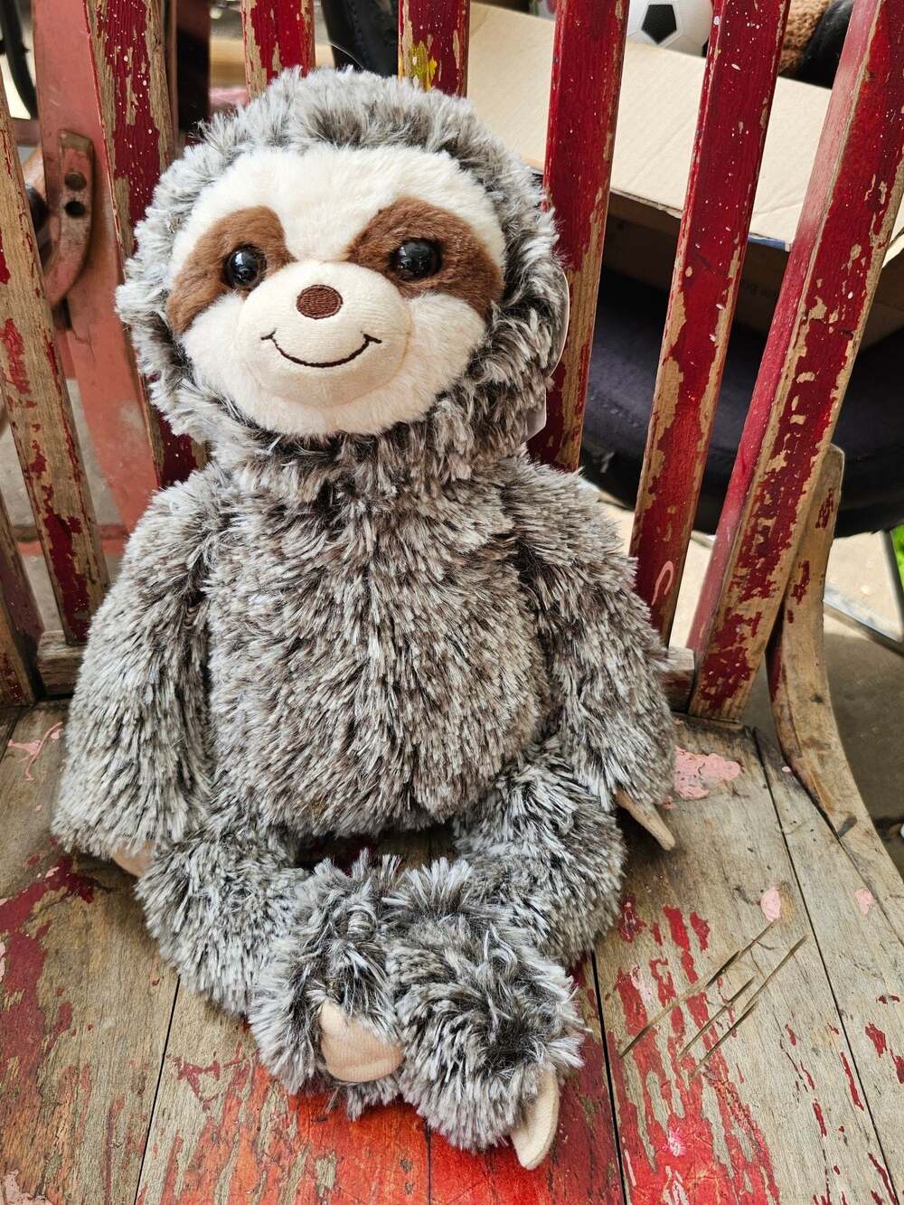 Way to Celebrate Valentine's Day Gray Sloth Stuffed Animal Plush Toy with Claws